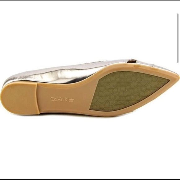 Calvin Klein Gold Metallic Pointed Flats Shoes 6 - Picture 3 of 8